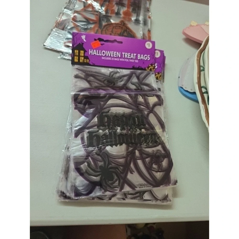 150 Vintage  Halloween Plastic Trick or Treat Bag Collection NOS 9x6